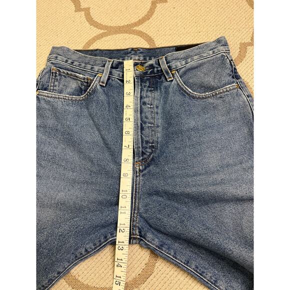 Goldsign Button fly Blue Relaxed High Rise Straight-Leg Jeans, Size 25, MSRP$350 - Picture 5 of 14